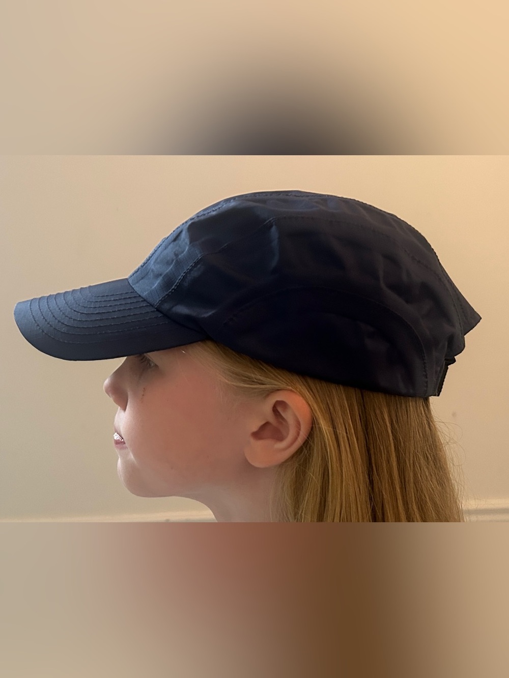 L.L.Bean Kids Nylon Waterproof Unstructured Tech Cap Hat in Navy Blue, Unisex OS